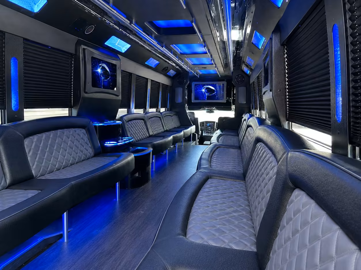 18 passenger party bus inside